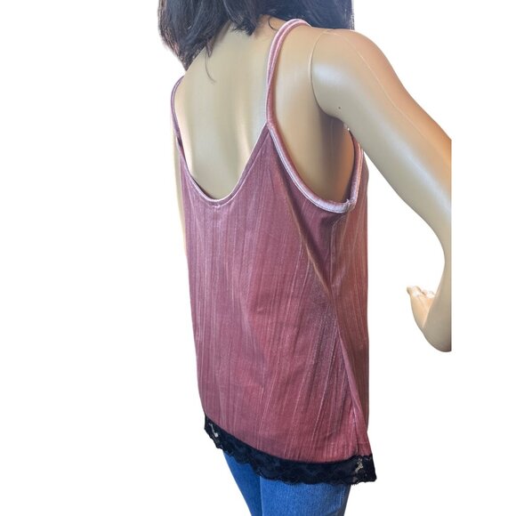 Womens Lace Trim Velvet Cami Size M 2K5 Romantic Indie Sleaze - Picture 5 of 6